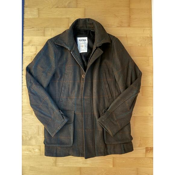 Ben Sherman Plectrum Green Tartan Wool Blend Jacket Coat S - Picture 1 of 3